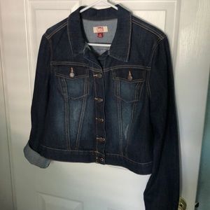 Like New L.e.i. Ladies Dark Denim Jacket Size L